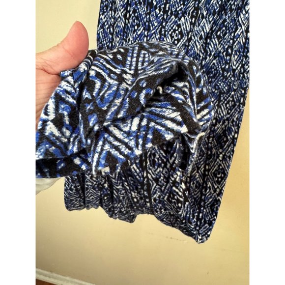 AMBIANCE Blue Tribal Design Elastic Waist Drawstring Strapless Jumpsuit Size L - Picture 5 of 12